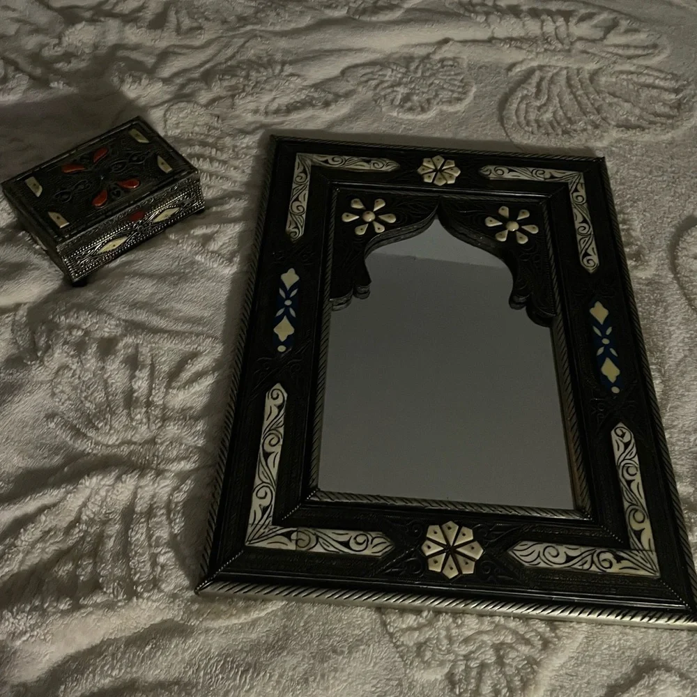 Black/White & Blue Moroccan Wall Mirror